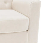 Sillón decorativo moderno de lino con botones y marco de madera maciza