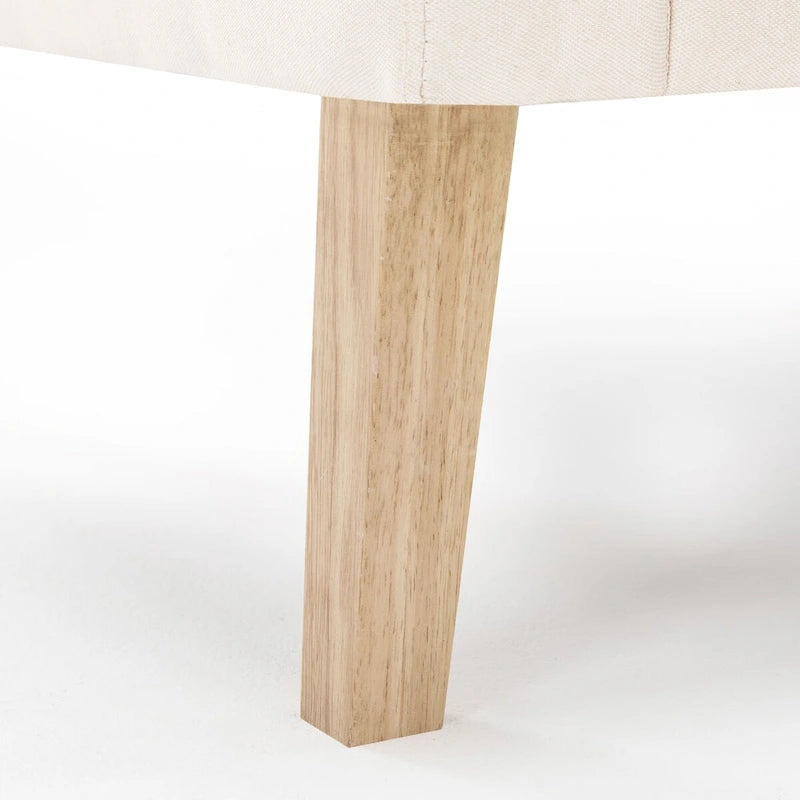 Sillón decorativo moderno de lino con botones y marco de madera maciza
