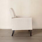 Sillón decorativo moderno de lino con botones y marco de madera maciza