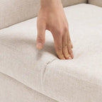 Sillón decorativo moderno de lino con botones y marco de madera maciza