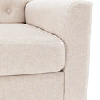 Sillón decorativo moderno de lino con botones y marco de madera maciza