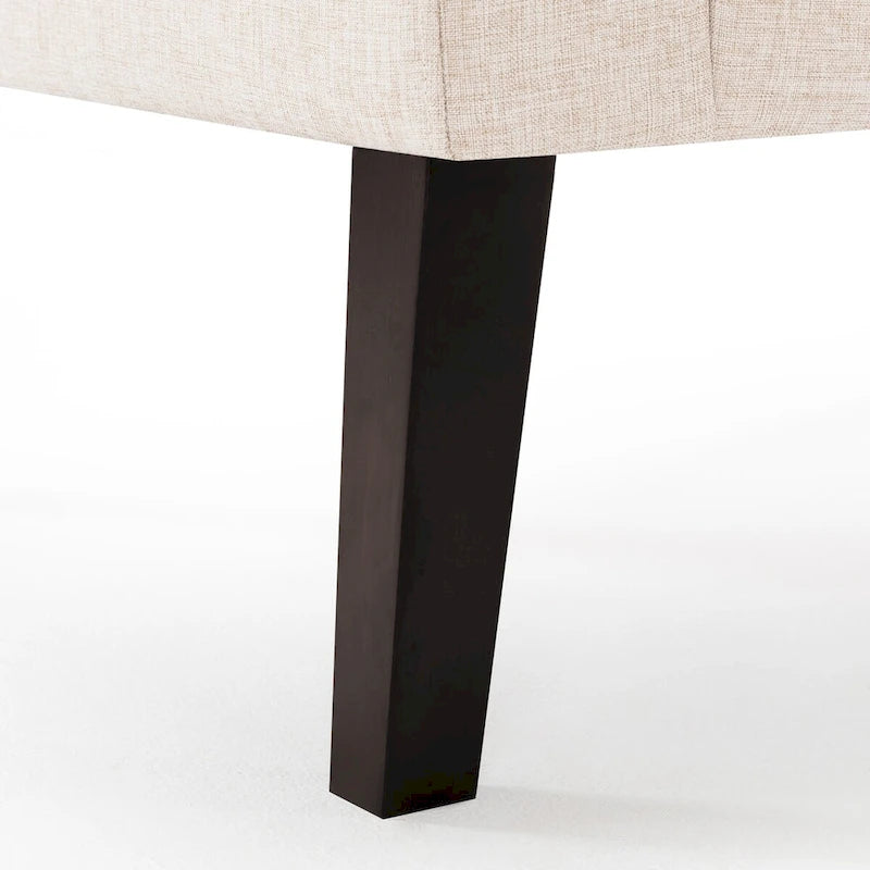 Sillón decorativo moderno de lino con botones y marco de madera maciza