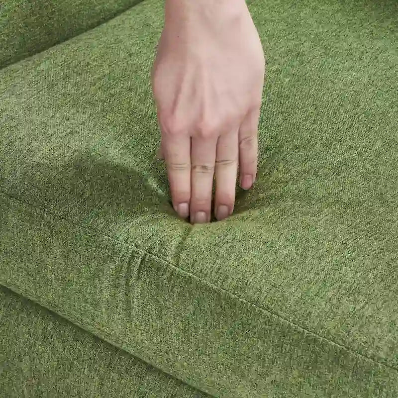 Sillón decorativo moderno de lino con botones y marco de madera maciza