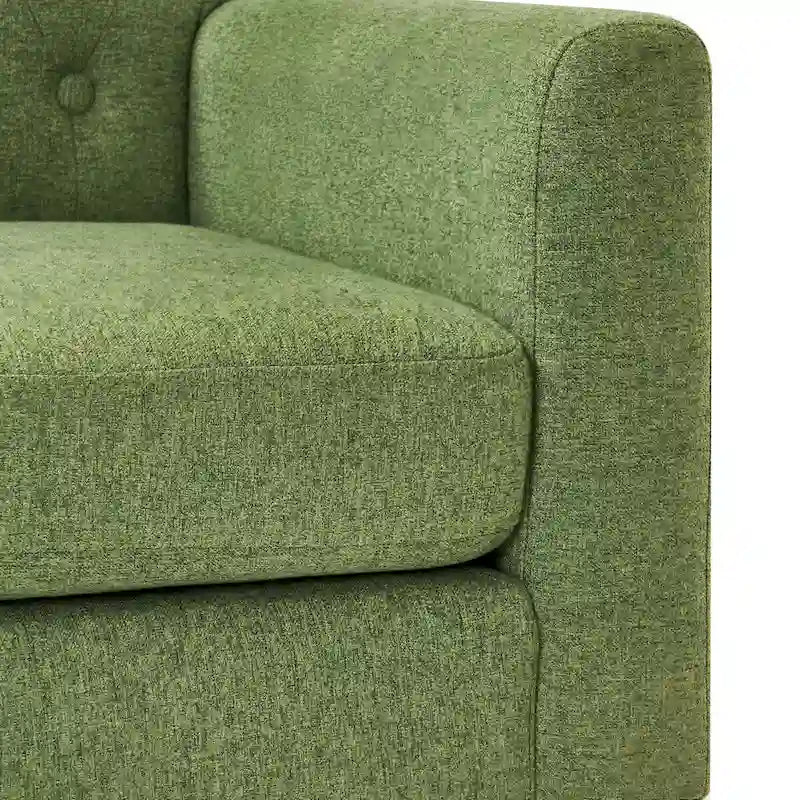Sillón decorativo moderno de lino con botones y marco de madera maciza