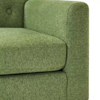 Sillón decorativo moderno de lino con botones y marco de madera maciza