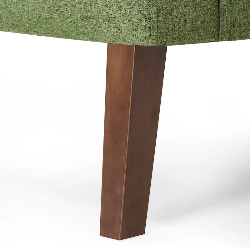 Sillón decorativo moderno de lino con botones y marco de madera maciza