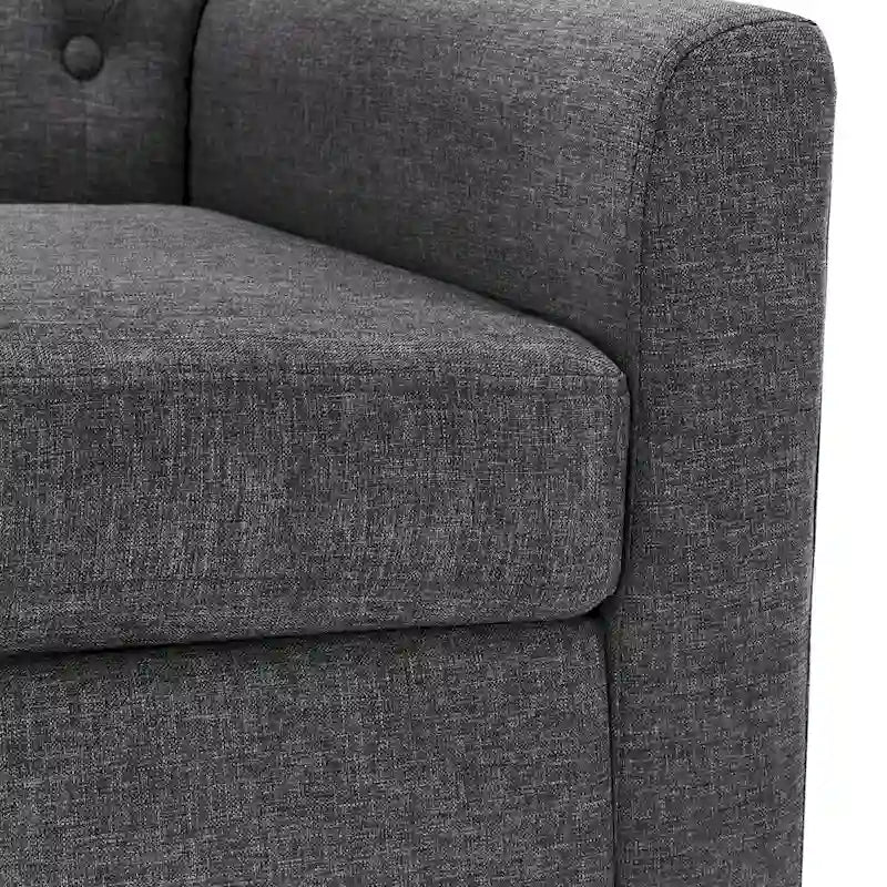 Sillón decorativo moderno de lino con botones y marco de madera maciza