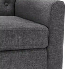 Sillón decorativo moderno de lino con botones y marco de madera maciza