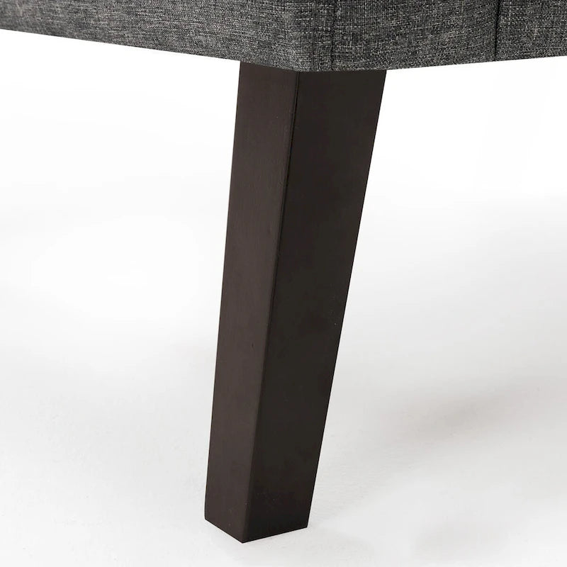 Sillón decorativo moderno de lino con botones y marco de madera maciza