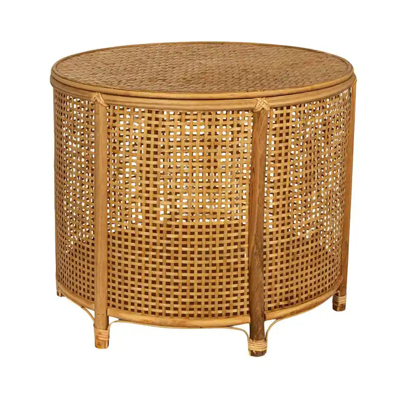 Mesa auxiliar de bambú y ratán