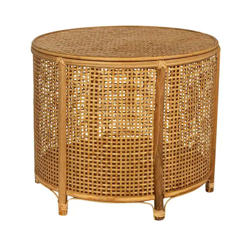 Mesa auxiliar de bambú y ratán
