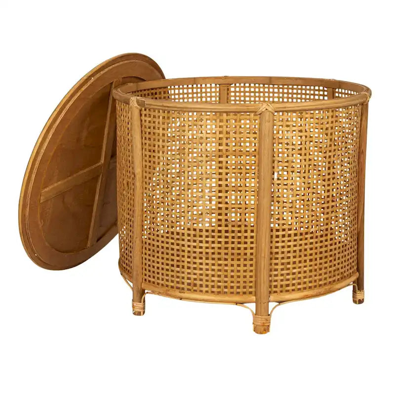 Mesa auxiliar de bambú y ratán
