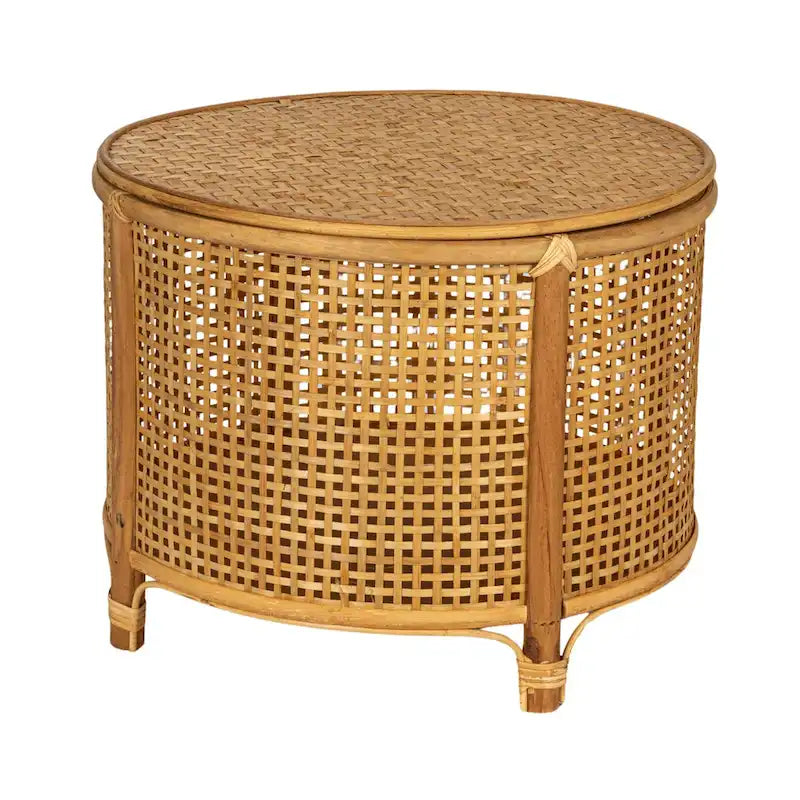 Mesa auxiliar de bambú y ratán