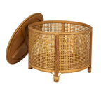 Mesa auxiliar de bambú y ratán