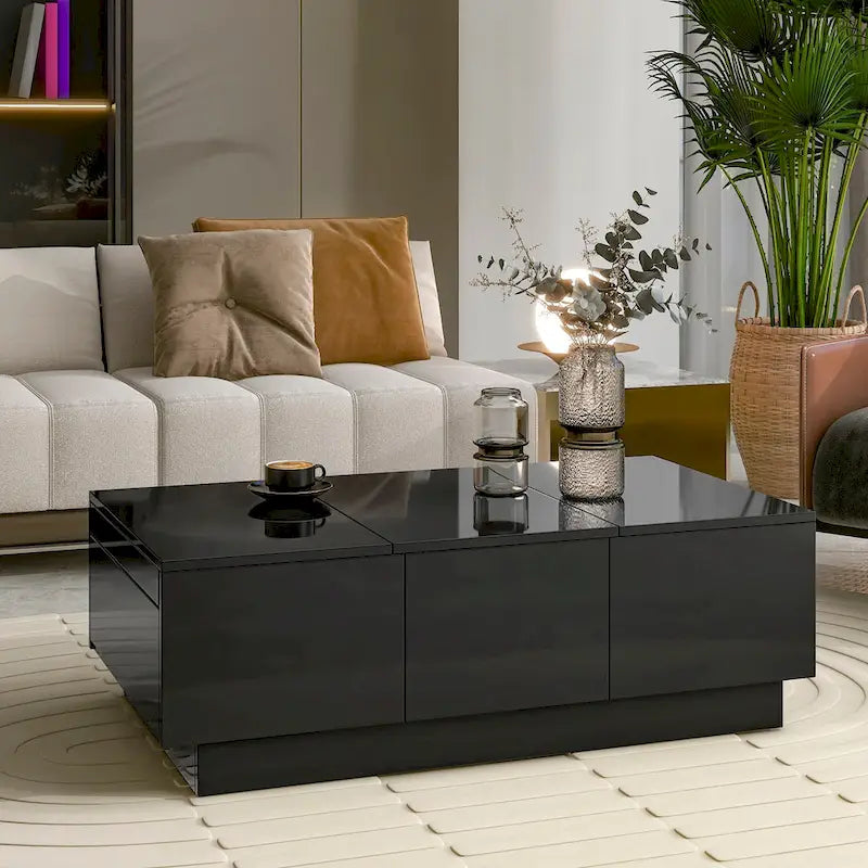 Mesa de centro multifuncional extensible, mesa de sofá, mesa de cóctel con 2 compartimentos de almacenamiento ocultos