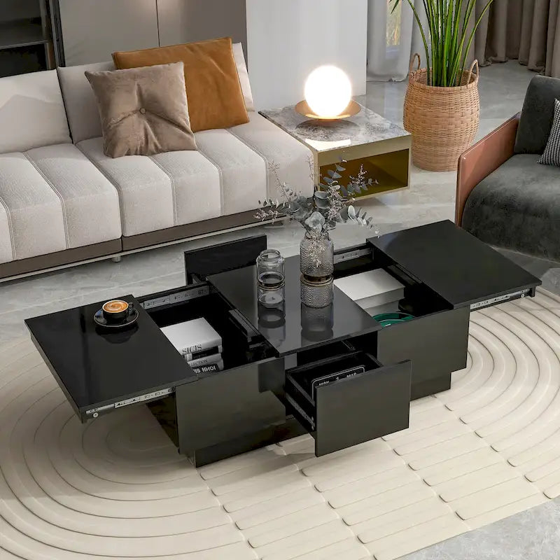 Mesa de centro multifuncional extensible, mesa de sofá, mesa de cóctel con 2 compartimentos de almacenamiento ocultos