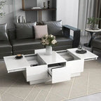 Mesa de centro multifuncional extensible, mesa de sofá, mesa de cóctel con 2 compartimentos de almacenamiento ocultos