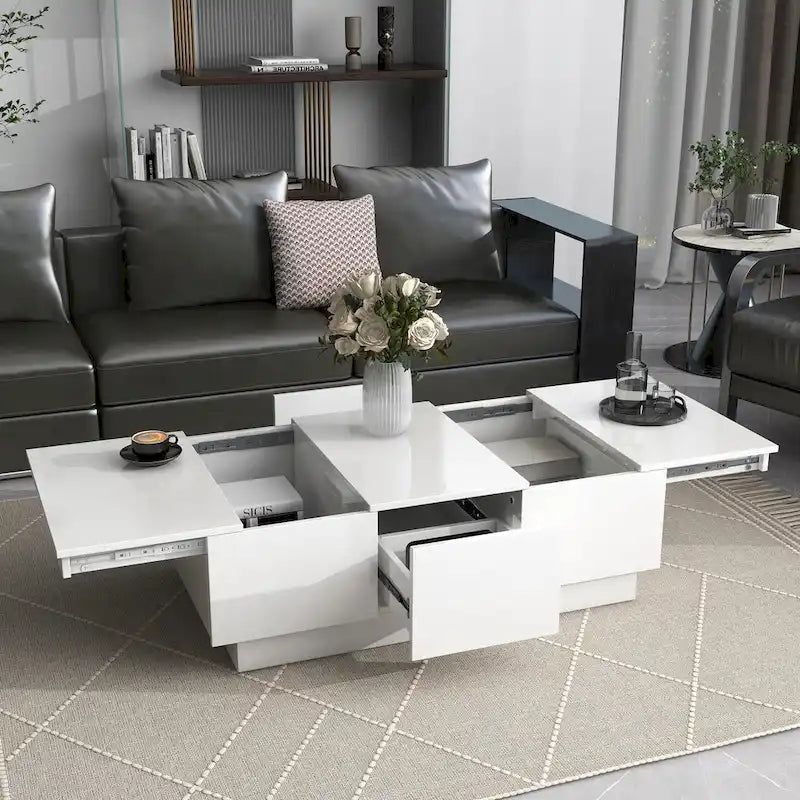 Mesa de centro multifuncional extensible, mesa de sofá, mesa de cóctel con 2 compartimentos de almacenamiento ocultos