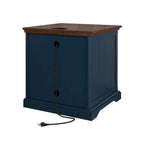 Mesa auxiliar bicolor con estación de carga y puertos USB integrados