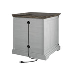 Mesa auxiliar bicolor con estación de carga y puertos USB integrados