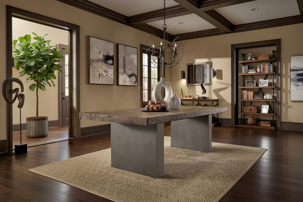 Blake Reclaimed Wood and Concrete Dining Table by iNSPIRE Q Artisan - Brown