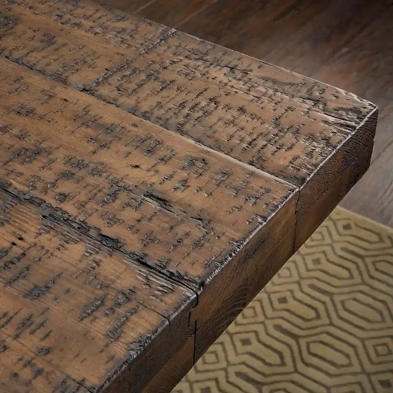 Mesa de comedor de madera recuperada y hormigón