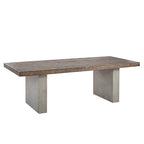 Mesa de comedor de madera recuperada y hormigón