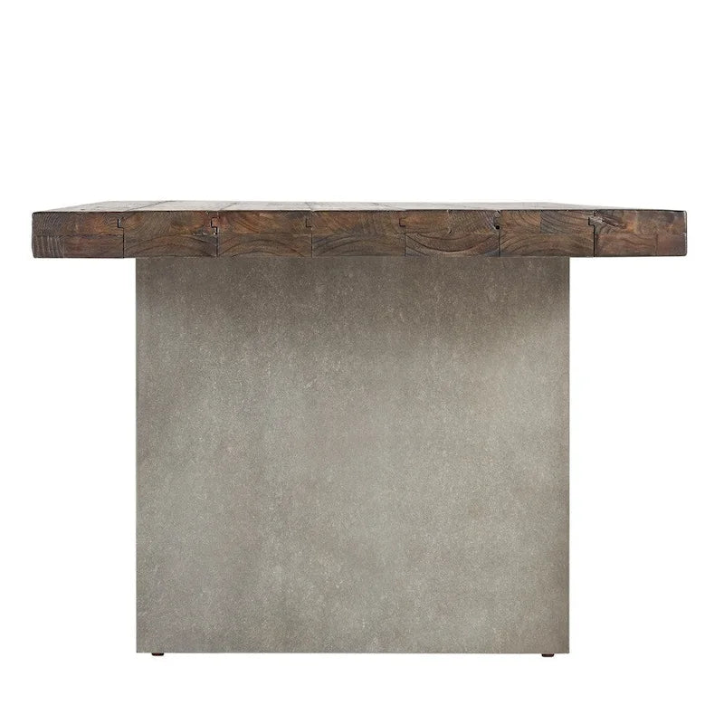 Mesa de comedor de madera recuperada y hormigón