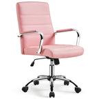 Silla de oficina giratoria de piel sintética con respaldo medio ajustable