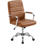 Silla de oficina giratoria de piel sintética con respaldo medio ajustable