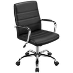 Silla de oficina giratoria de piel sintética con respaldo medio ajustable