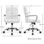 Silla de oficina giratoria de piel sintética con respaldo medio ajustable