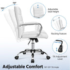Silla de oficina giratoria de piel sintética con respaldo medio ajustable