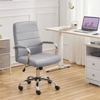 Silla de oficina giratoria de piel sintética con respaldo medio ajustable
