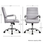 Silla de oficina giratoria de piel sintética con respaldo medio ajustable