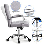 Silla de oficina giratoria de piel sintética con respaldo medio ajustable