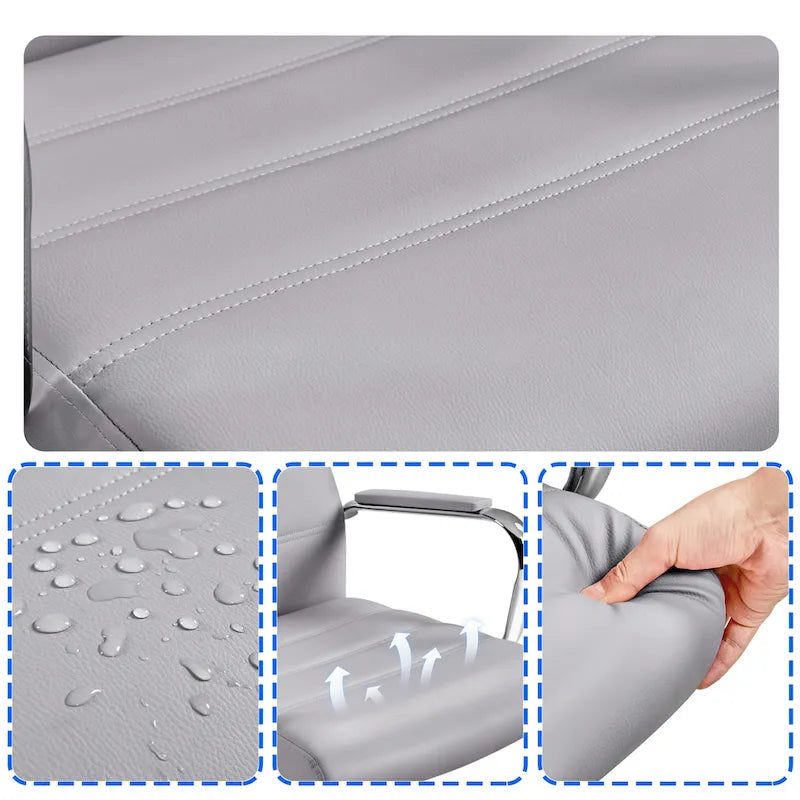 Silla de oficina giratoria de piel sintética con respaldo medio ajustable