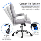 Silla de oficina giratoria de piel sintética con respaldo medio ajustable