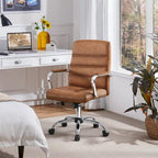 Silla de oficina giratoria de piel sintética con respaldo medio ajustable
