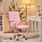 Silla de oficina giratoria de piel sintética con respaldo medio ajustable