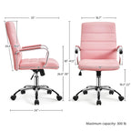 Silla de oficina giratoria de piel sintética con respaldo medio ajustable