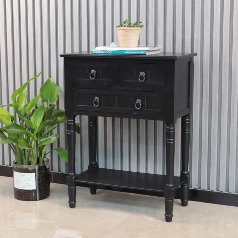 Mesa consola con 3 cajones, mesa auxiliar de sofá con estante inferior abierto, mesa de entrada resistente para pasillo/sala de estar