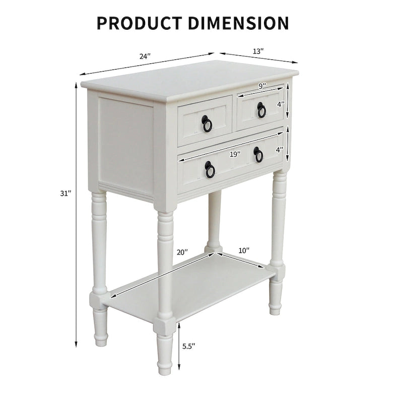 Mesa consola con 3 cajones, mesa auxiliar de sofá con estante inferior abierto, mesa de entrada resistente para pasillo/sala de estar